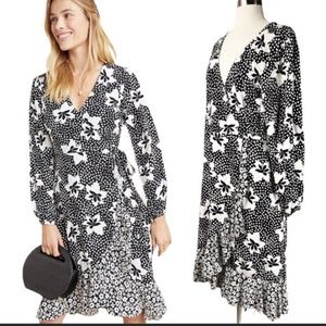 Never worn Anthropologie “Porridge” brand black and white wrap dress with tags
